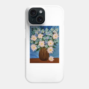 Some mixed flowers in a bronze vase . Phone Case