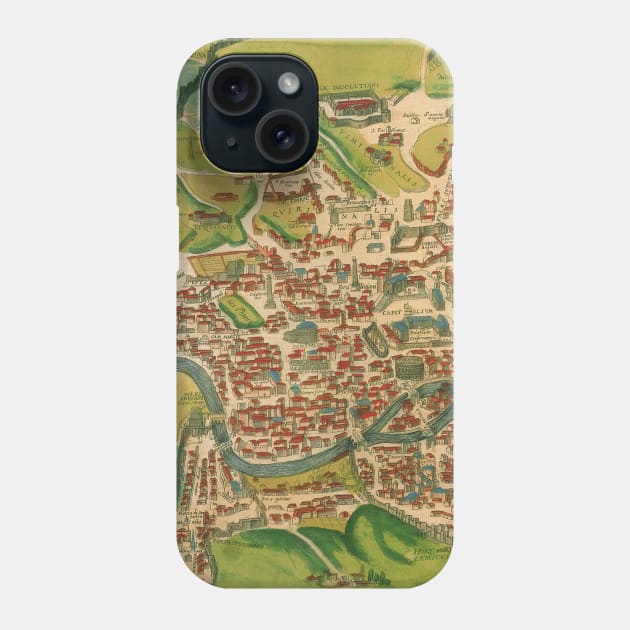 Antique City Map of Rome, Italy with Fortification Phone Case by MasterpieceCafe