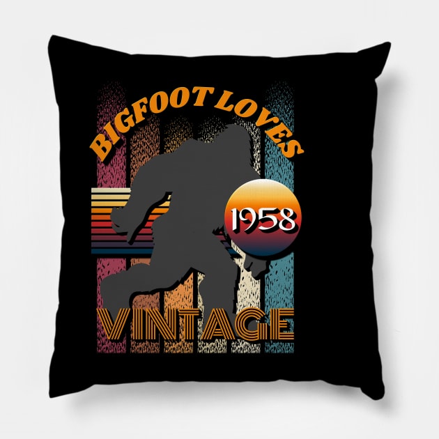 Bigfoot Loves Vintage 1958 Pillow by Scovel Design Shop