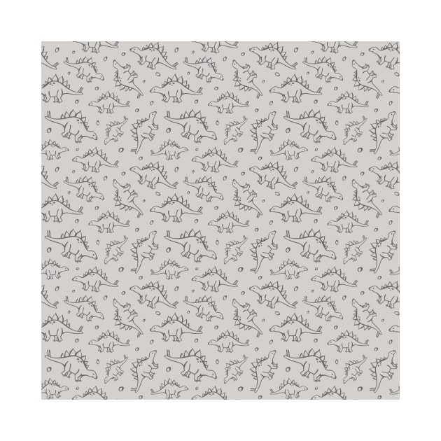 Cute Dinosaur Pattern Stegosaurus Dino Print Grey by sziszigraphics