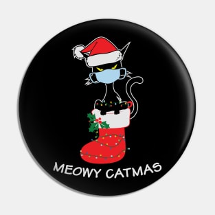 Meowy Catmas Funny Cat Lover Christmas Gift Pin