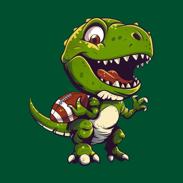 Funny Dino Playing American Football by Wintrly