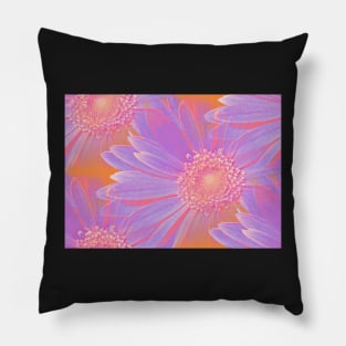 Gerbera Pattern in Orange and Purple Pillow