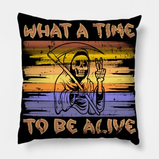 What A Time To Be Alive Halloween Funny Sunset Costume Pillow