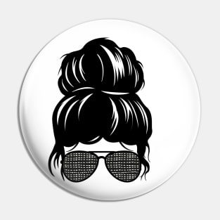 Messy Bun with Black & White Sunglasses Pin