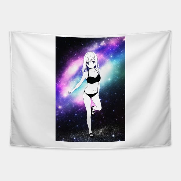 Cute Girl but in Space Tapestry by Crooked Crow