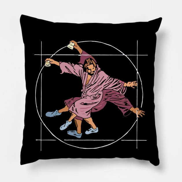 Vitruvian Dude - Big Lebowski Yoga Pose Pillow by GIANTSTEPDESIGN