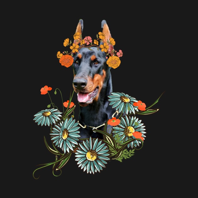 Doberman Flowers by Foxxy Merch