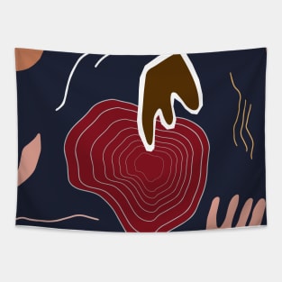 Abstract Autumn Shapes Dark Blue Tapestry