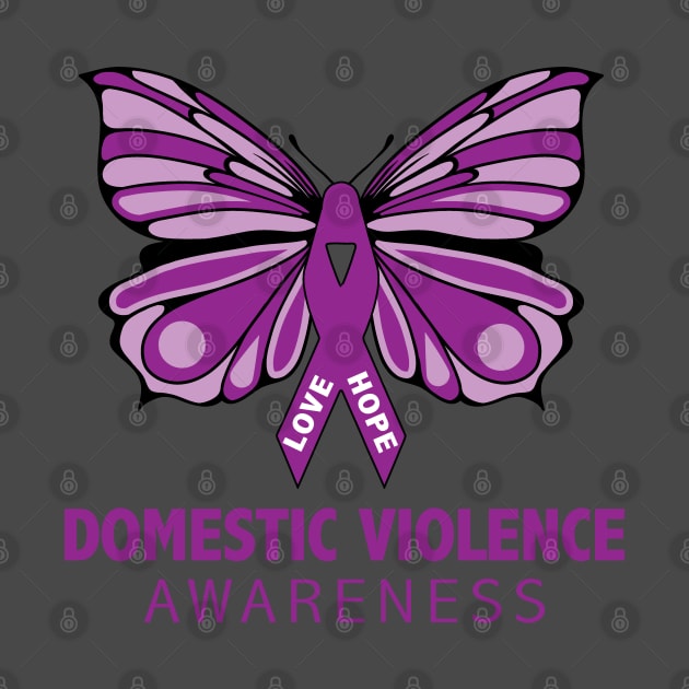 Domestic Violence Awareness Purple Butterfly Ribbon by mstory