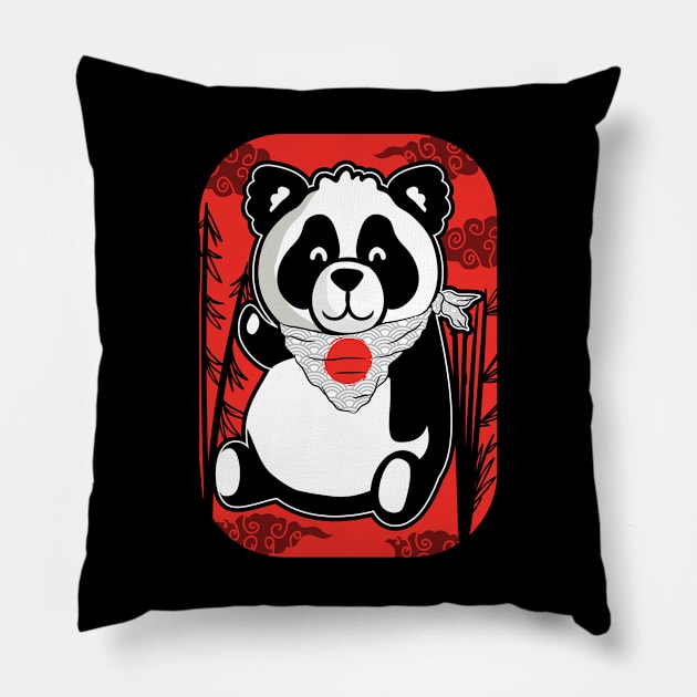 Cute Kawaii Panda Bear Japanese Anime Animals Pillow by stockwell315designs