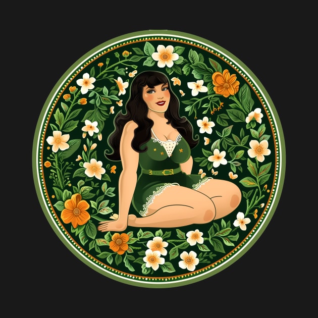 Curvy Woman Green Floral Design by Vlaa