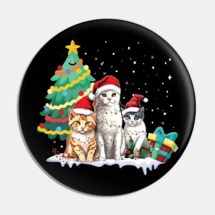 Merry Christmas Tree With Cat Pin