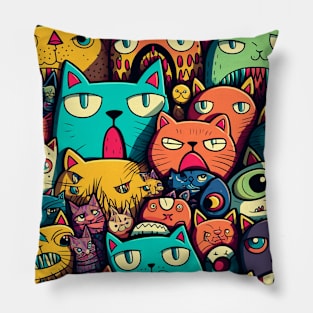 crazy angry cats Pillow