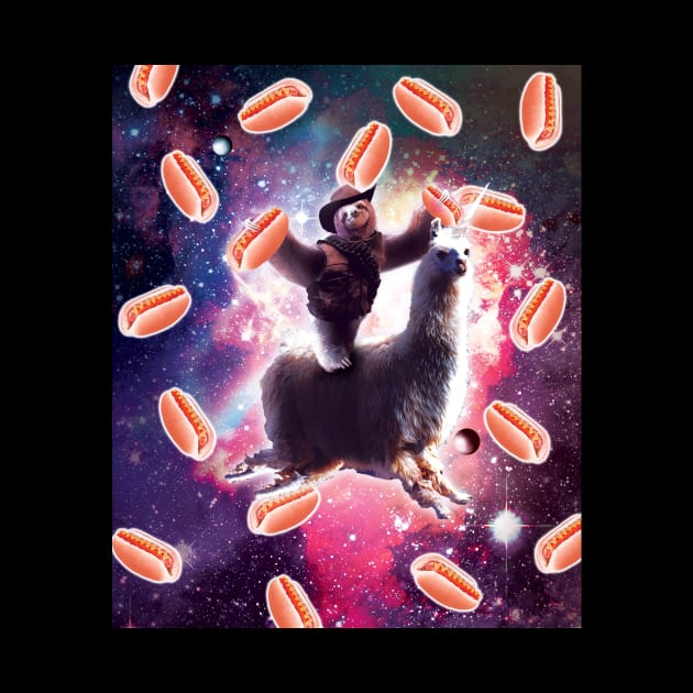 Cowboy Space Sloth On Llama Unicorn - Hot-Dog by Random Galaxy