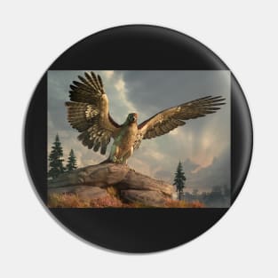 Hawk on the Rocks Pin