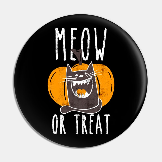 Meow or Treat Halloween Cat and Pumpkin Pin by W.Pyzel