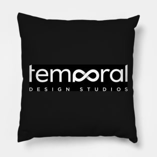 Temporal Design Studios Logo - Black Background Pillow