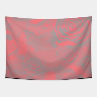 Coral pink and light grey abstract painted roses pattern Tapestry