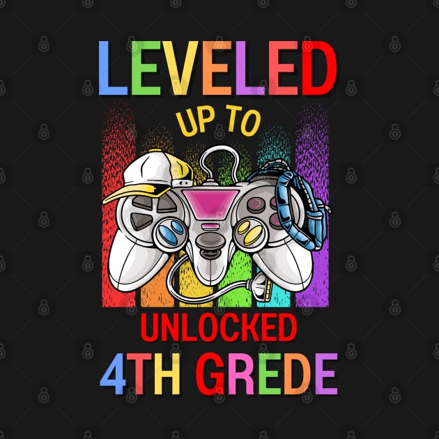 Leveled Up To Unlocked 4th Grade Video Game Back To School by AE Desings Digital