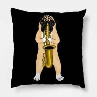 Pug Playing Saxophone Jazz Lovers Dog Gift Pillow