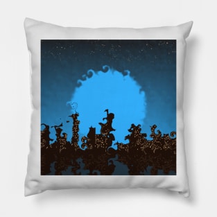 SURREAL CITYSCAPE İN NEON BLUE Pillow