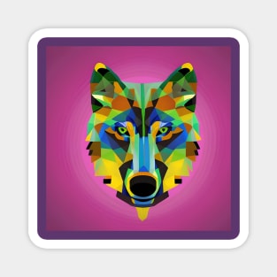 Pop Art Geometric Wolf Face Magnet