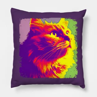 Domestic Long Hair Pop Art - Cat Lover Gift Pillow