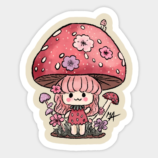 Mushroom Forest Slim Sticker, Girl