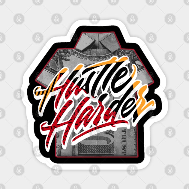 Hustle Harder Cardinal Retro Magnet by funandgames