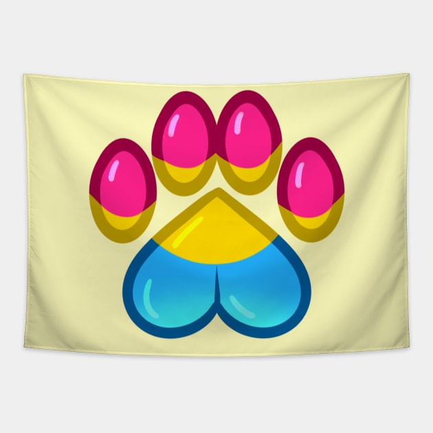 LGBTQ+ Pride Heart Paws - Pansexual Tapestry by leashonlife