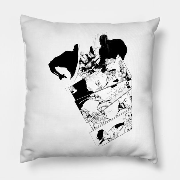 Samurais vs Zombies Pillow by Sebasp