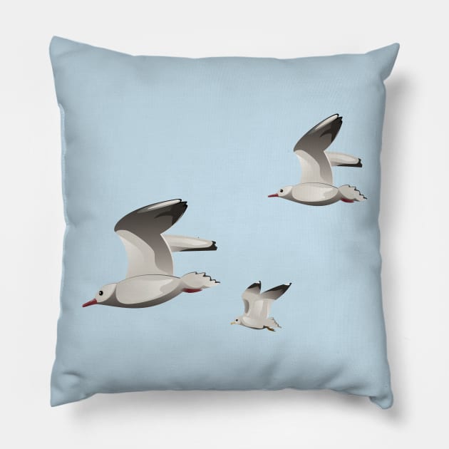 Flying Seagulls Pillow by AnnArtshock