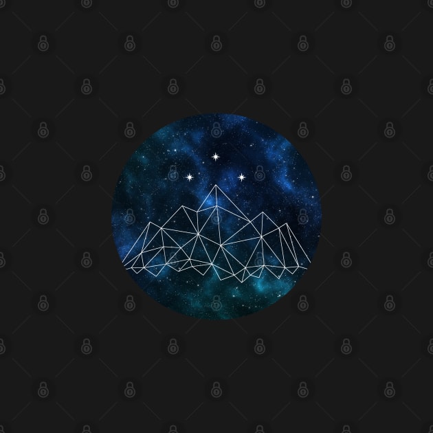 Night court - geometric mountain and stars on galaxy background by Ranp