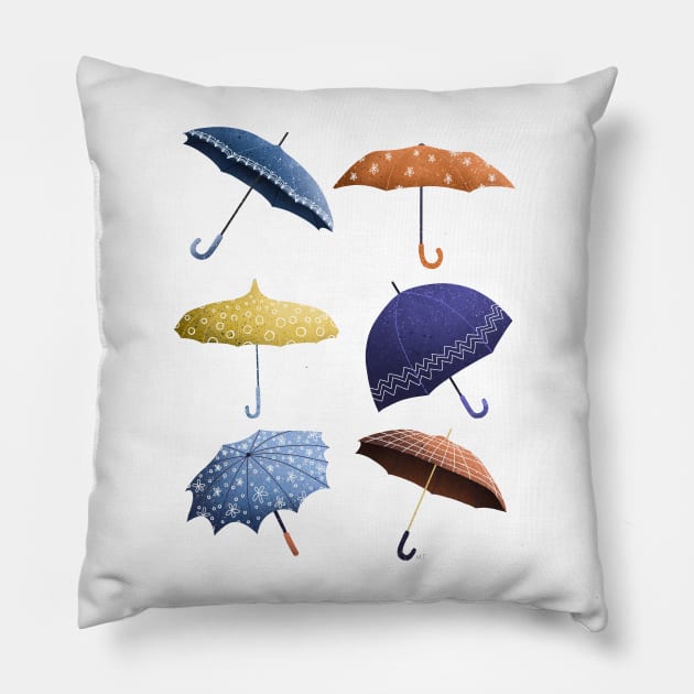 Fun Umbrellas Pattern - Retro Pillow by monitdesign