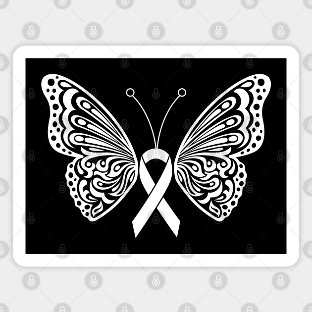 Lung Cancer Awareness White Ribbon Butterfly Wings Tattoo - Lung Cancer Awareness - Magnet | TeePublic Lung Cancer Awareness White Ribbon Butterfly Wings Tattoo - Lung Cancer Awareness - Magnet | TeePublic
