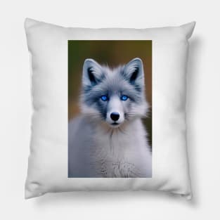 Blue Eyed Baby Fox Pillow