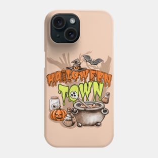 Scary Pumpkin And Bats Halloween Town Phone Case