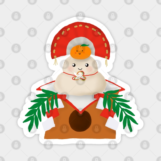 Cute Kawaii Kagami Mochi Magnet by HolidayBug