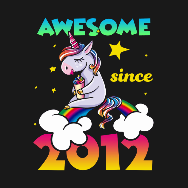 Cute Awesome Unicorn Since 2012 Rainbow Gift by saugiohoc994