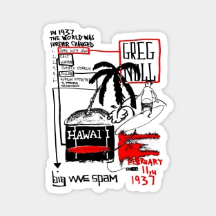 Big Wave Hawaii Doodle Black Magnet