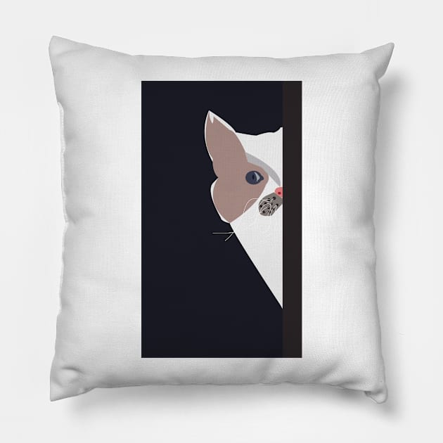 cat hide through the wall Pillow by zaiynabhw