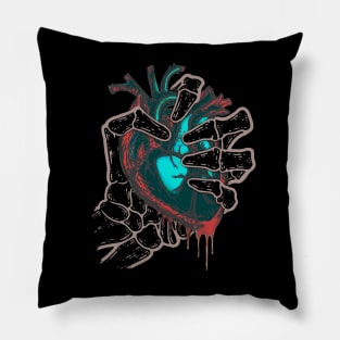 Heartless Skeleton Neon Heart Pillow