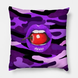 Purple Camo Lips Pillow