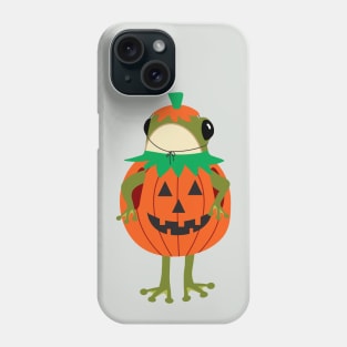 Frog in a Halloween pumpkin costume Phone Case