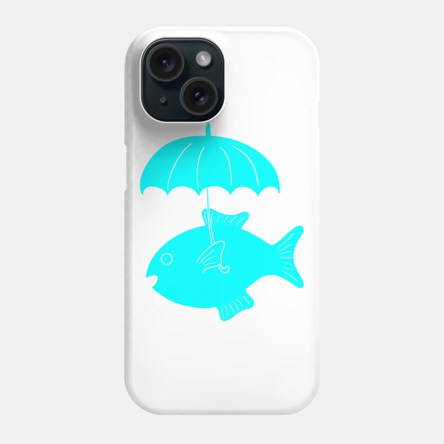 Fish with umbrella Phone Case by mborgali