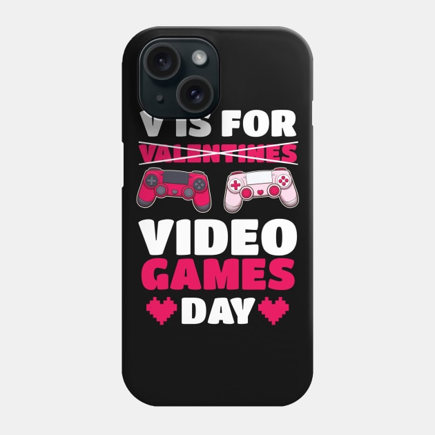 V Is For [Valentines] Video Games Day Phone Case by TheMaskedTooner