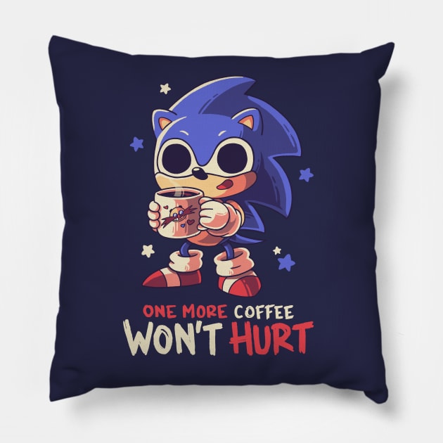 One More Coffe // Cute Hedgehog, Meme, Gotta Go Fast Pillow by Geekydog