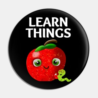 Learn Things Apple and Bookworm Pin