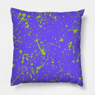 Green Lime Spray Splatter On Lavender Pillow